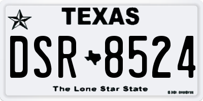 TX license plate DSR8524
