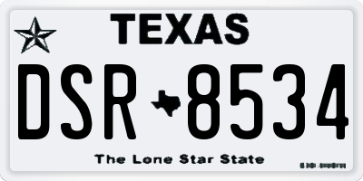 TX license plate DSR8534