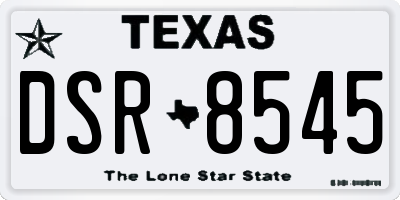 TX license plate DSR8545