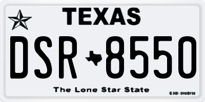 TX license plate DSR8550