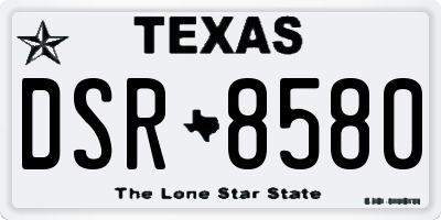 TX license plate DSR8580