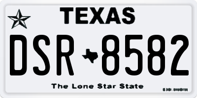 TX license plate DSR8582