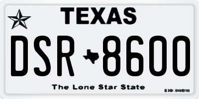 TX license plate DSR8600