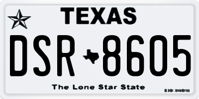 TX license plate DSR8605