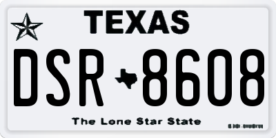 TX license plate DSR8608