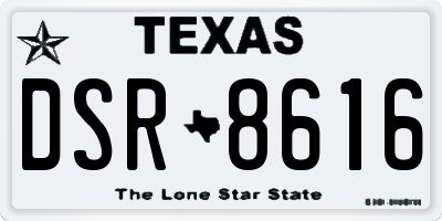 TX license plate DSR8616