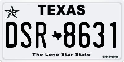TX license plate DSR8631