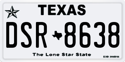 TX license plate DSR8638