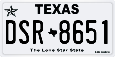 TX license plate DSR8651