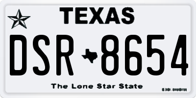 TX license plate DSR8654