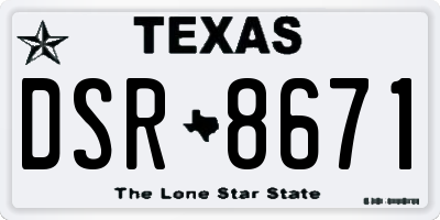 TX license plate DSR8671