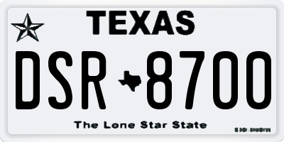 TX license plate DSR8700