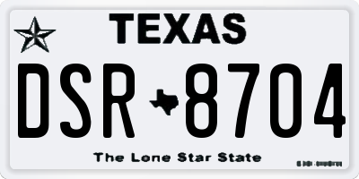 TX license plate DSR8704