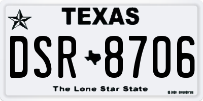 TX license plate DSR8706