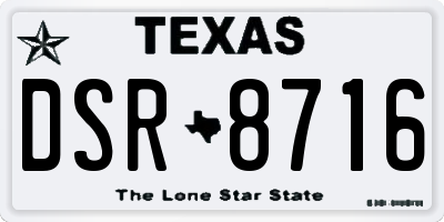 TX license plate DSR8716