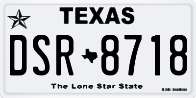 TX license plate DSR8718