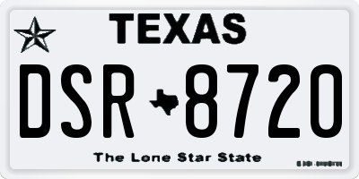 TX license plate DSR8720