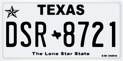 TX license plate DSR8721