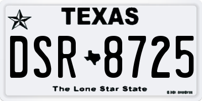 TX license plate DSR8725