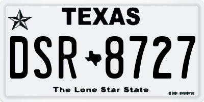 TX license plate DSR8727