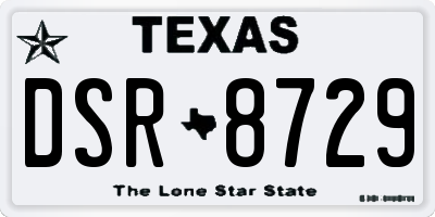 TX license plate DSR8729