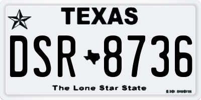 TX license plate DSR8736