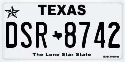 TX license plate DSR8742
