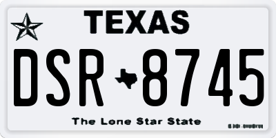 TX license plate DSR8745