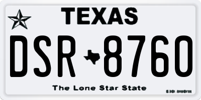 TX license plate DSR8760