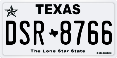 TX license plate DSR8766