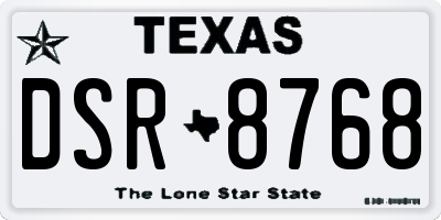 TX license plate DSR8768