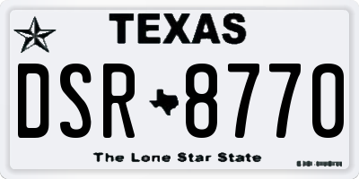 TX license plate DSR8770