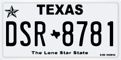 TX license plate DSR8781