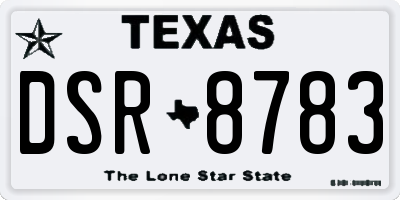 TX license plate DSR8783