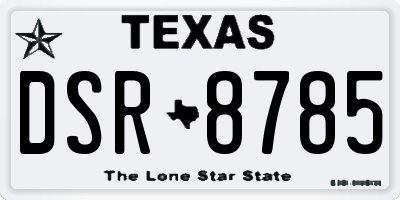 TX license plate DSR8785