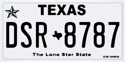 TX license plate DSR8787