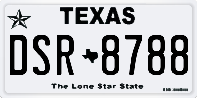TX license plate DSR8788