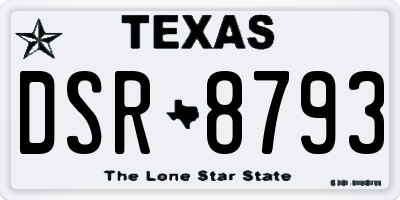 TX license plate DSR8793