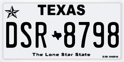 TX license plate DSR8798