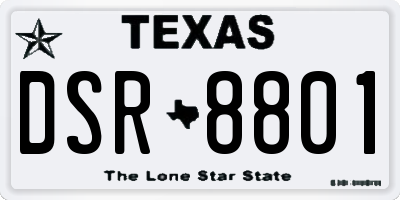 TX license plate DSR8801