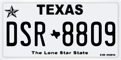TX license plate DSR8809