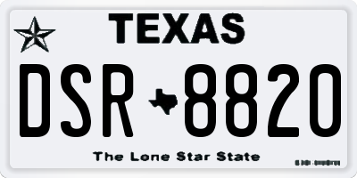 TX license plate DSR8820