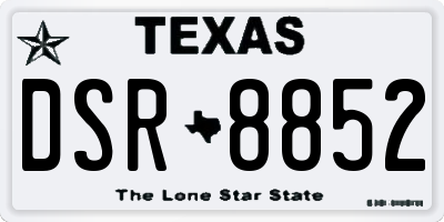 TX license plate DSR8852