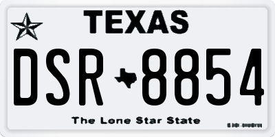 TX license plate DSR8854