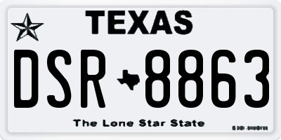 TX license plate DSR8863