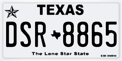 TX license plate DSR8865