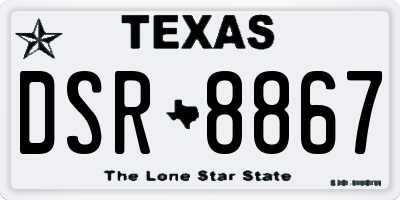 TX license plate DSR8867