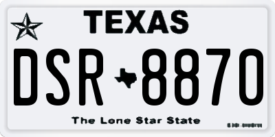 TX license plate DSR8870