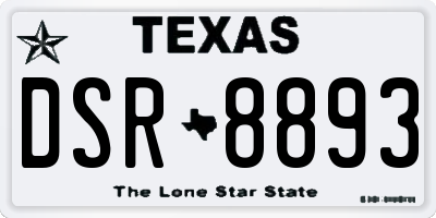 TX license plate DSR8893