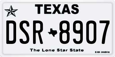 TX license plate DSR8907